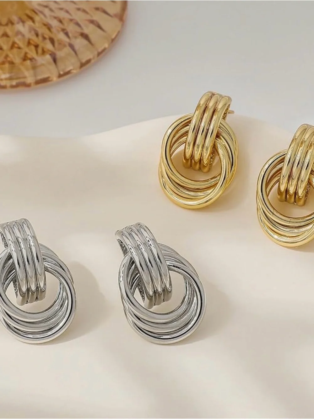 Twisted Knot Gold-Plate Hoop Earrings
